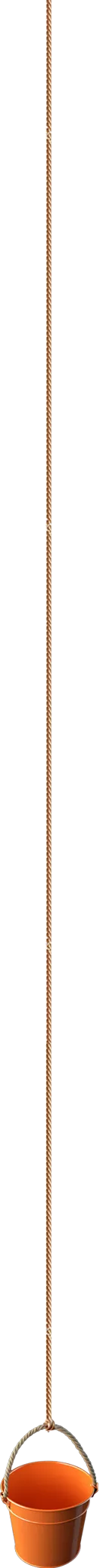 Illustrierter Holzeimer, der in den Brunnen des Hero eintaucht