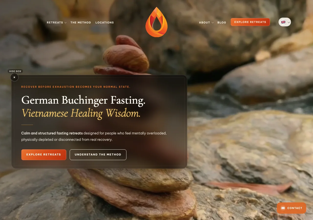Vietnam Detox relaunch homepage hero: German Buchinger Fasting, Vietnamese Healing Wisdom
