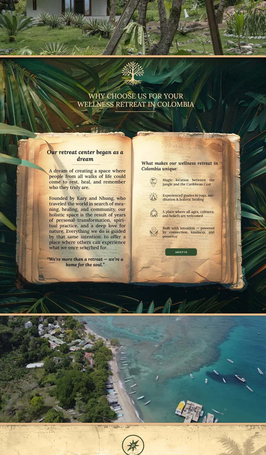 Brisa Bahía retreat center website wireframe slice 04